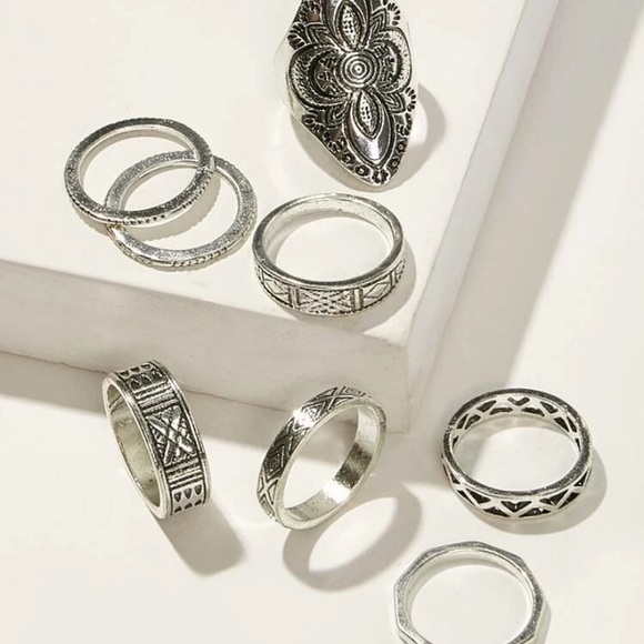 3/$30 8pc bohemian engraved silver set - Picture 3 of 4